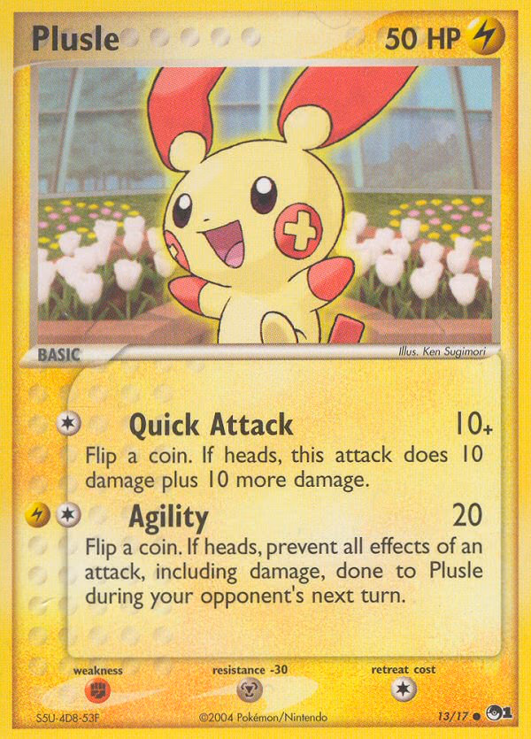 Plusle Pokemon card (13/17, POP Series 1)