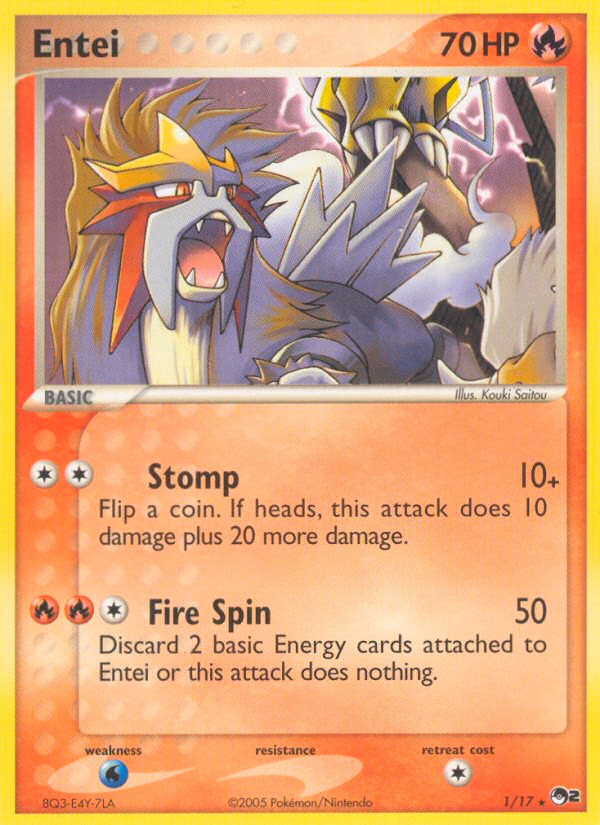 Entei Pokemon card (1/17, POP Series 2)
