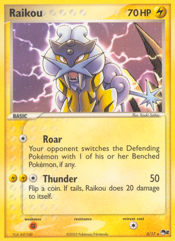 Raikou Pokemon card (3/17, POP Series 2)