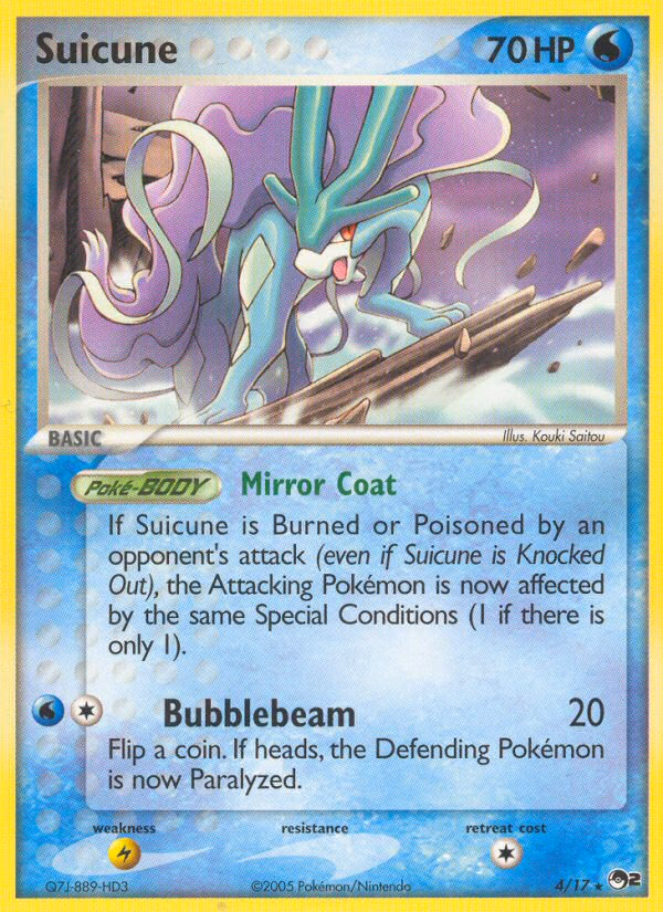 Suicune Pokemon card (4/17, POP Series 2)