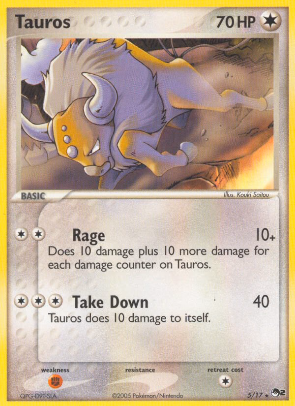 Tauros Pokemon card (5/17, POP Series 2)