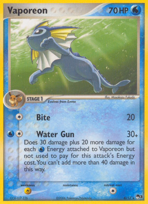 Vaporeon Pokemon card (6/17, POP Series 3)