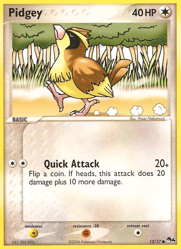 Pidgey Pokemon card (12/17, POP Series 4)