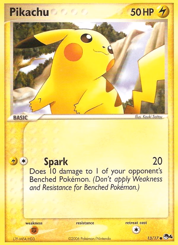 Pikachu Pokemon card (13/17, POP Series 4)