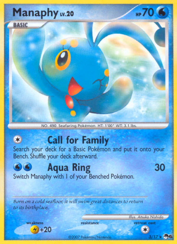 Manaphy Pokemon card (3/17, POP Series 6)