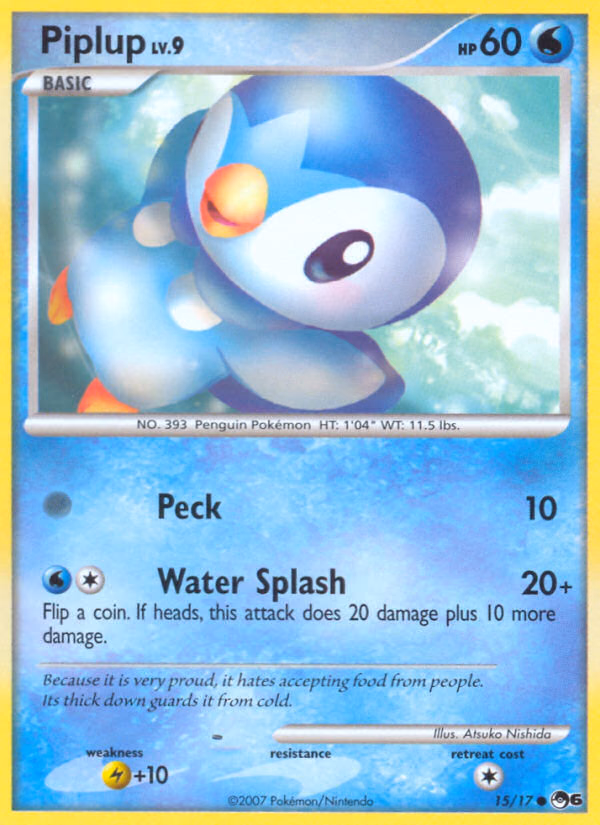 Piplup Pokemon card (15/17, POP Series 6)