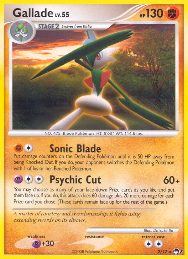 Gallade Pokemon card (2/17, POP Series 7)