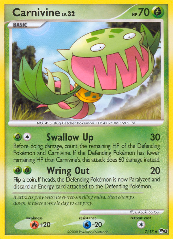 Carnivine Pokemon card (7/17, POP Series 8)