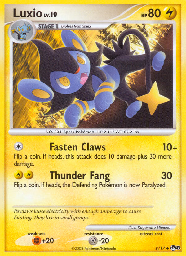 Luxio Pokemon card (8/17, POP Series 8)