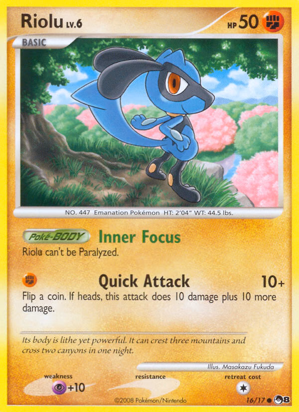 Riolu Pokemon card (16/17, POP Series 8)