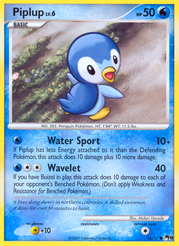 Piplup Pokemon card (16/17, POP Series 9)