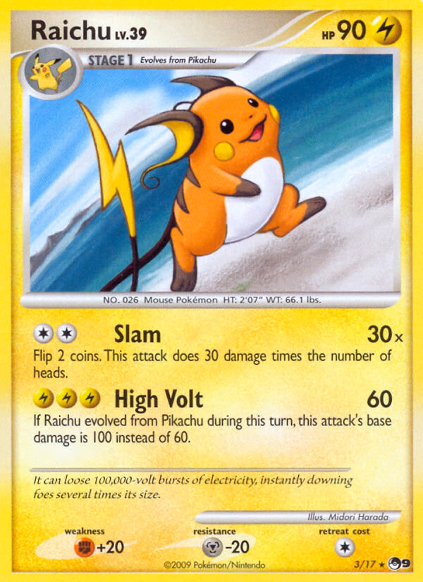Raichu Pokemon card (3/17, POP Series 9)