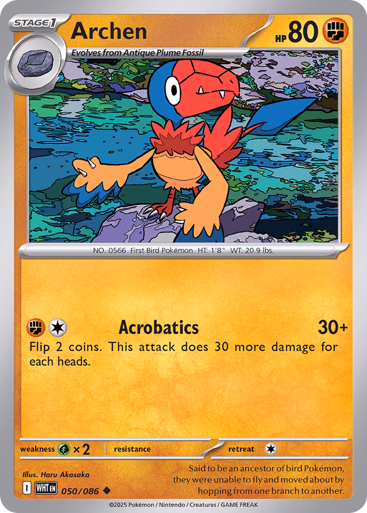Archen Pokemon card (050/086, White Flare)