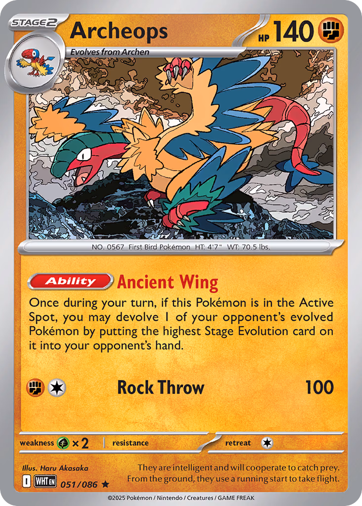 Archeops Pokemon card (051/086, White Flare)