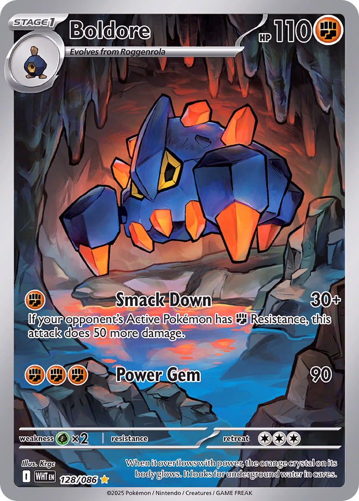 Boldore Pokemon card (128/086, White Flare)