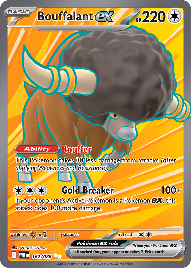 Bouffalant ex Pokemon card (162/086, White Flare)