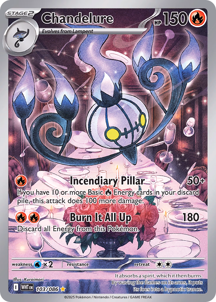 Chandelure Pokemon card (103/086, White Flare)