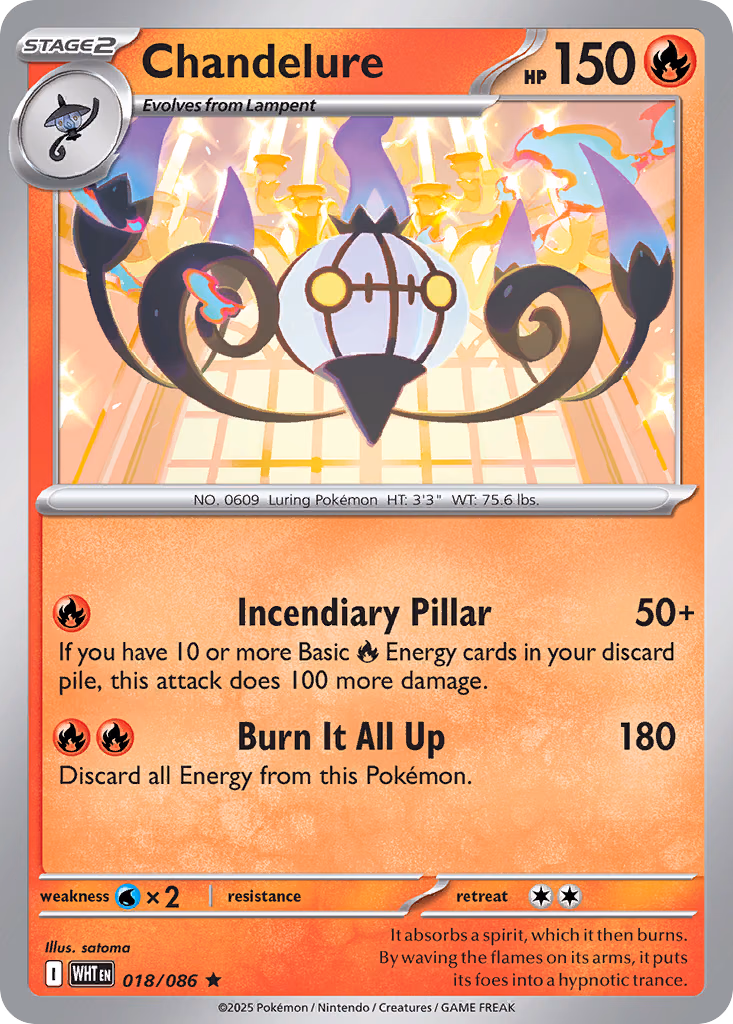 Chandelure Pokemon card (018/086, White Flare)