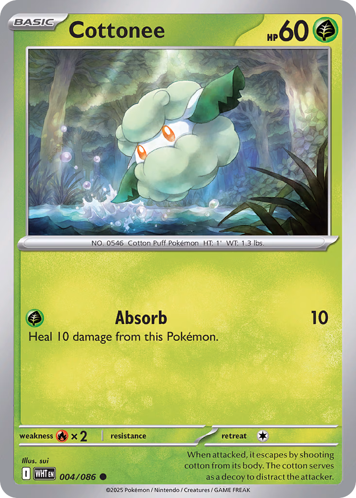 Cottonee Pokemon card (004/086, White Flare)