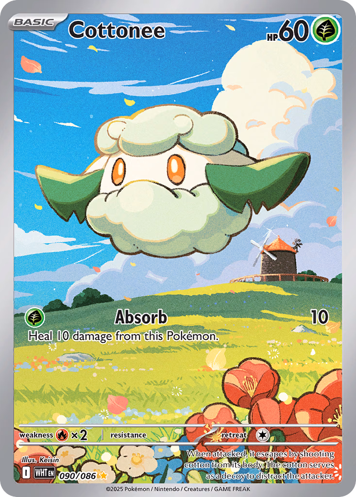 Cottonee Pokemon card (090/086, White Flare)