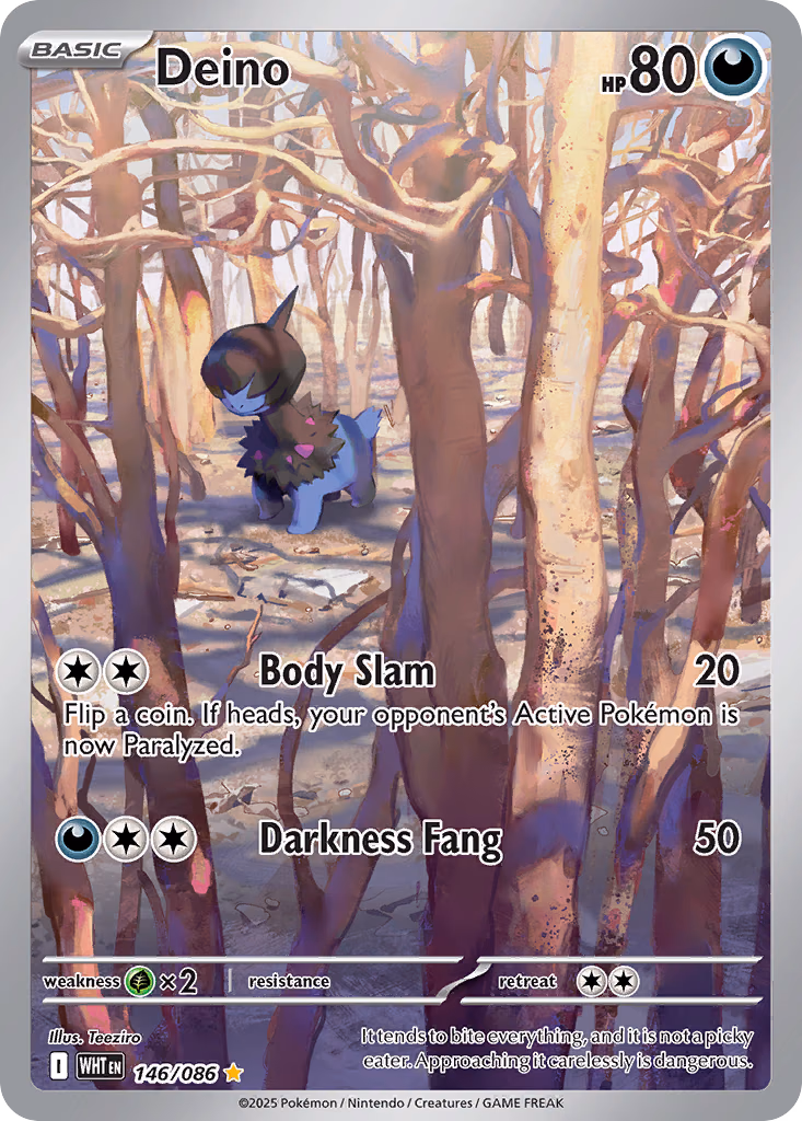 Deino Pokemon card (146/086, White Flare)