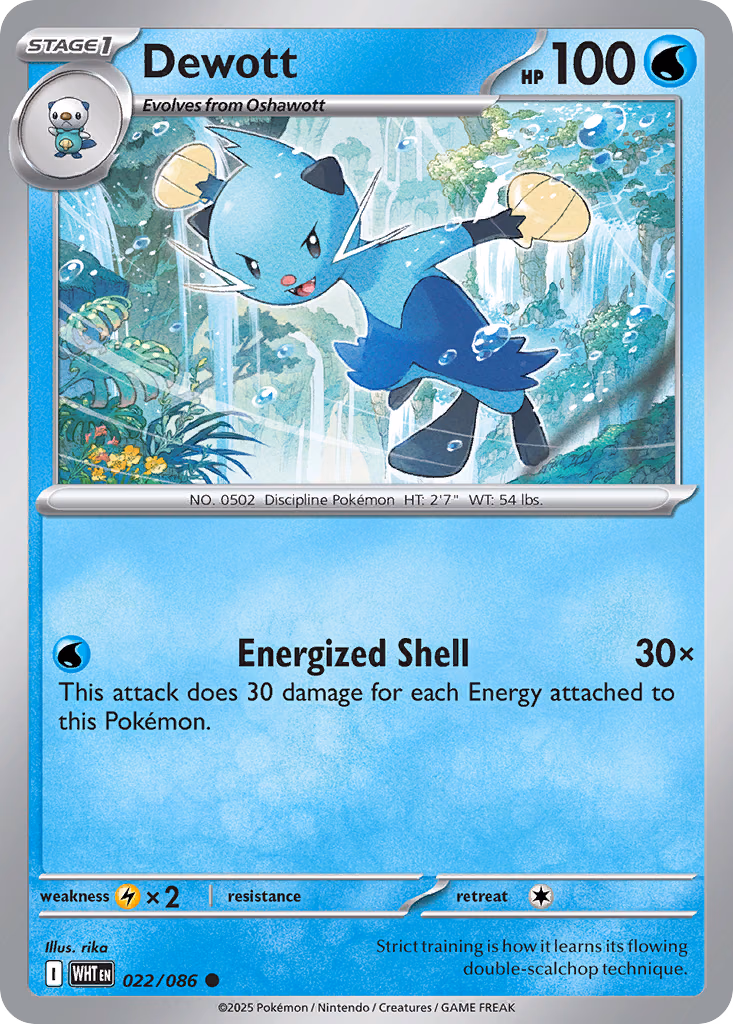 Dewott Pokemon card (022/086, White Flare)