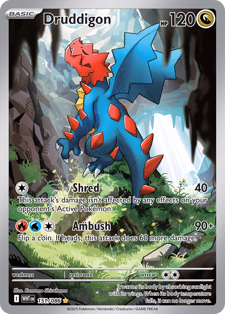 Druddigon Pokemon card (151/086, White Flare)