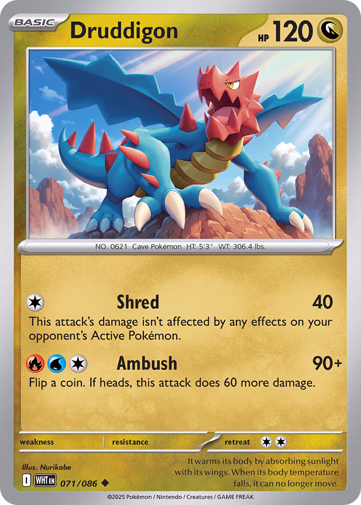 Druddigon Pokemon card (071/086, White Flare)