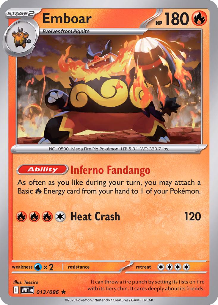 Emboar Pokemon card (013/086, White Flare)