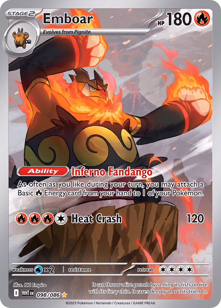 Emboar Pokemon card (098/086, White Flare)