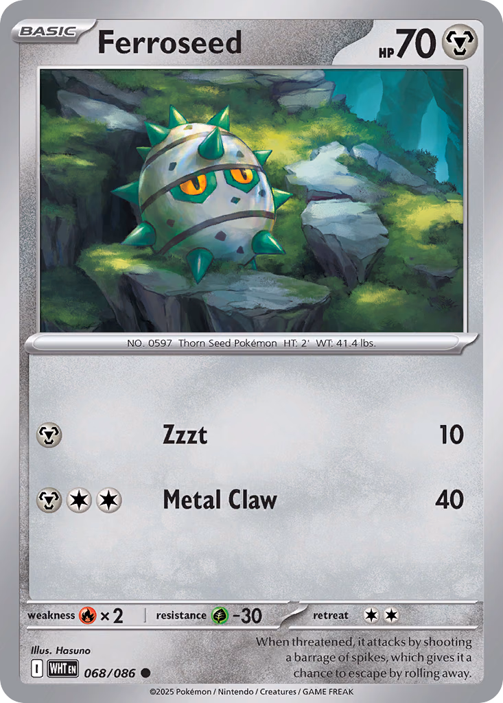Ferroseed Pokemon card (068/086, White Flare)