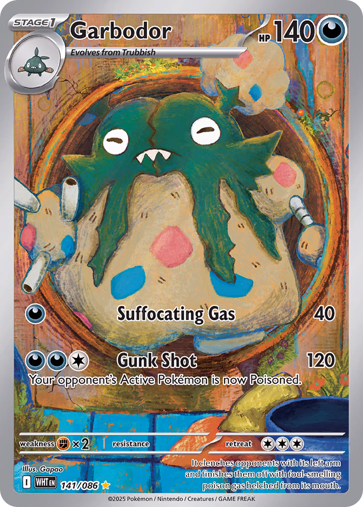 Garbodor Pokemon card (141/086, White Flare)