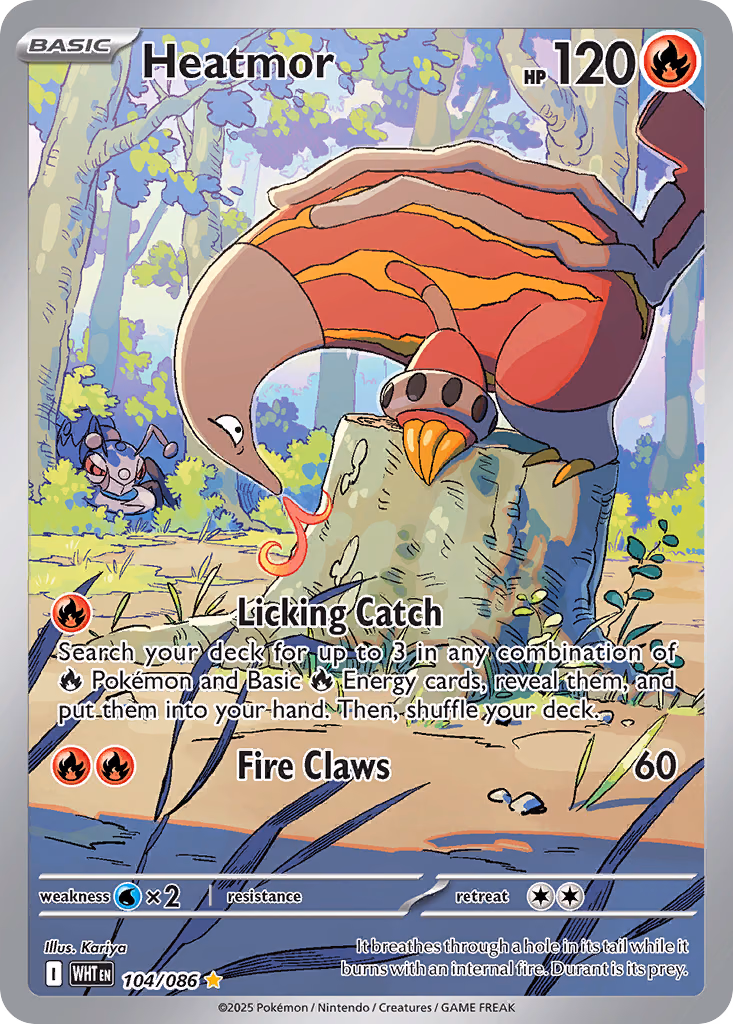 Heatmor Pokemon card (104/086, White Flare)