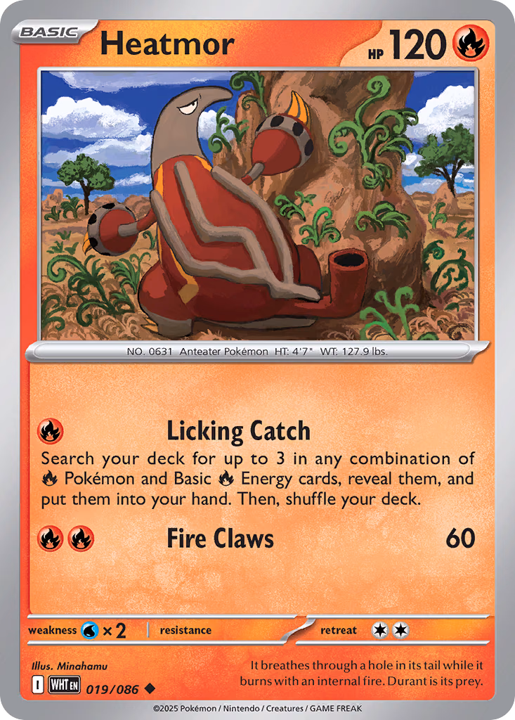 Heatmor Pokemon card (019/086, White Flare)