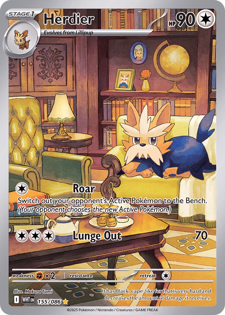 Herdier Pokemon card (155/086, White Flare)