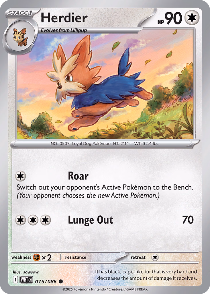 Herdier Pokemon card (075/086, White Flare)