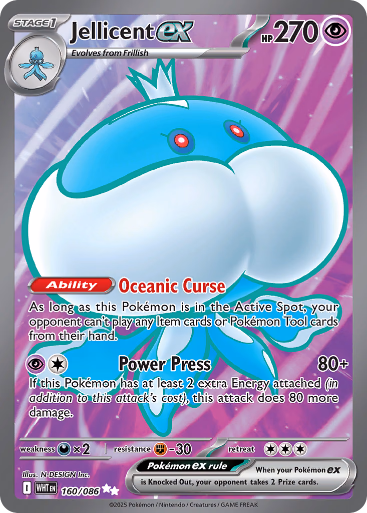 Jellicent ex Pokemon card (160/086, White Flare)