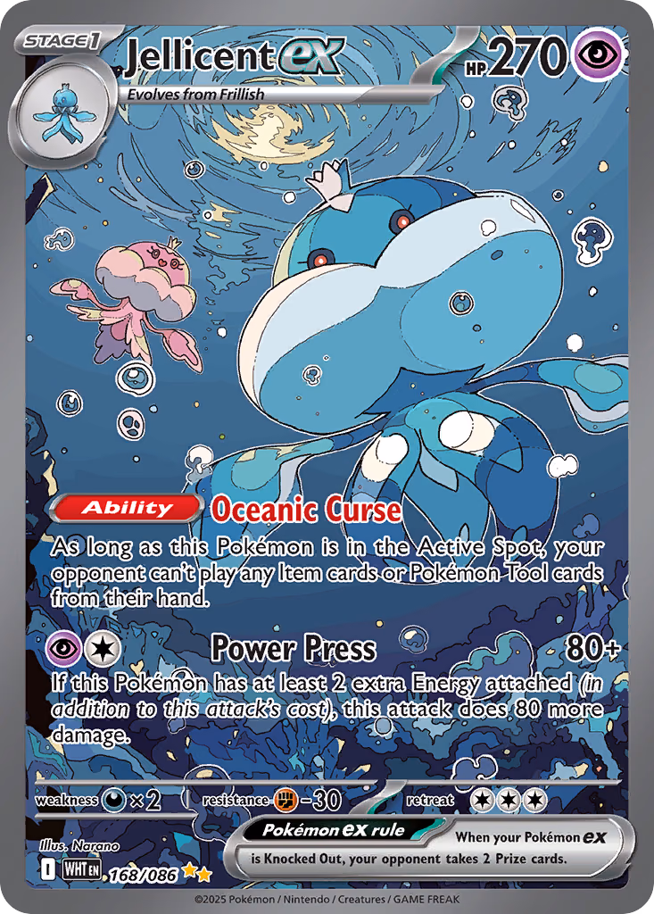 Jellicent ex Pokemon card (168/086, White Flare)