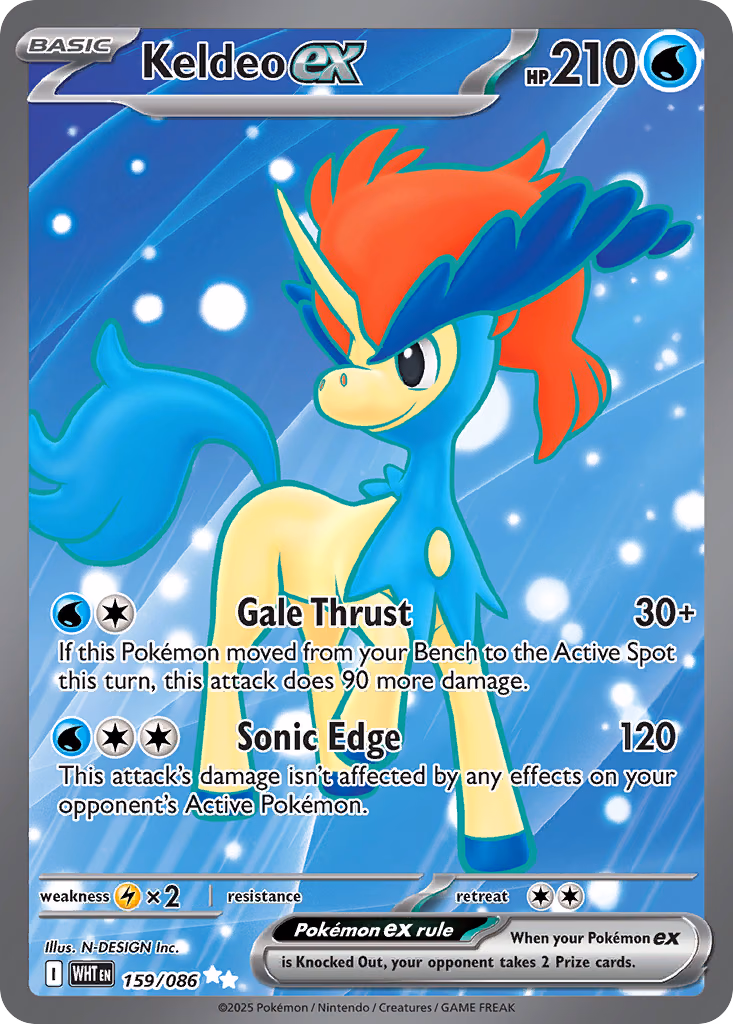 Keldeo ex Pokemon card (159/086, White Flare)