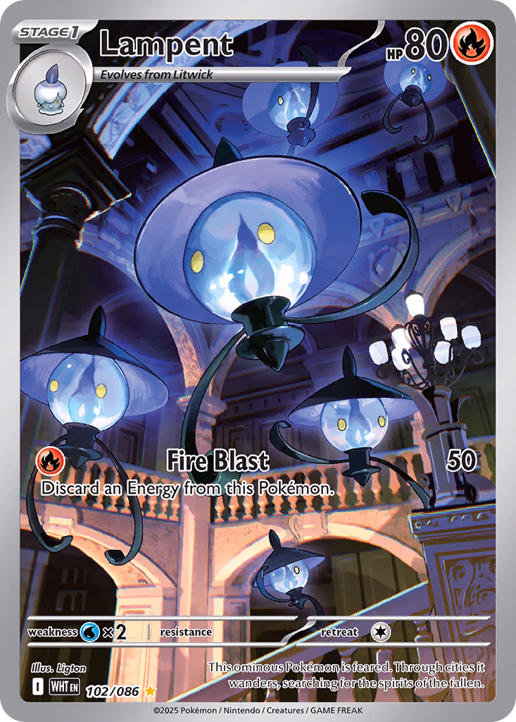 Lampent Pokemon card (102/086, White Flare)