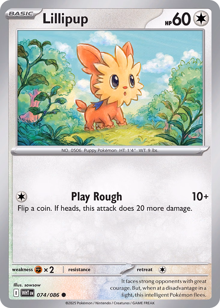 Lillipup Pokemon card (074/086, White Flare)