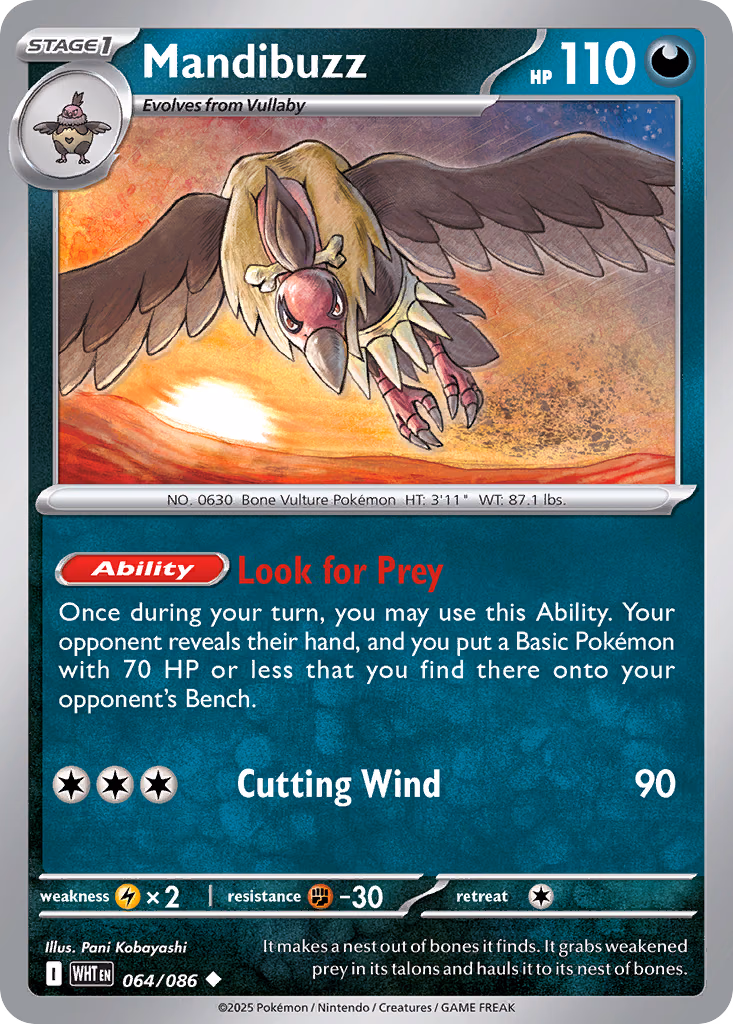 Mandibuzz Pokemon card (064/086, White Flare)