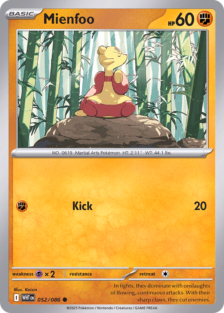 Mienfoo Pokemon card (052/086, White Flare)