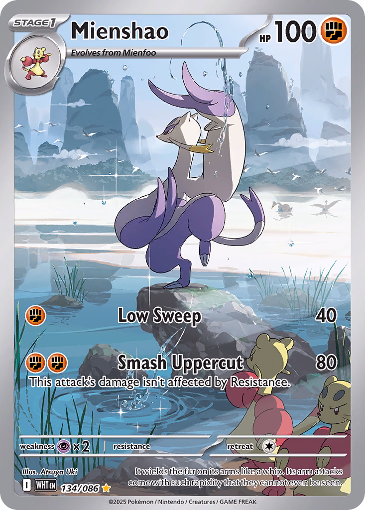 Mienshao Pokemon card (134/086, White Flare)