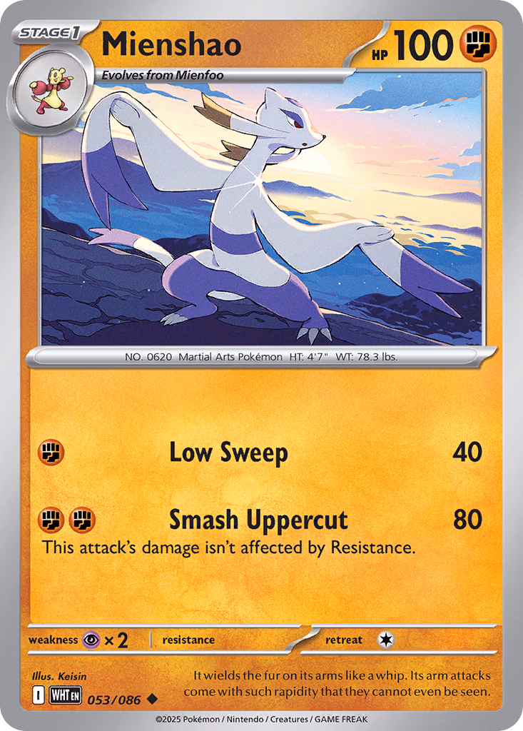 Mienshao Pokemon card (053/086, White Flare)