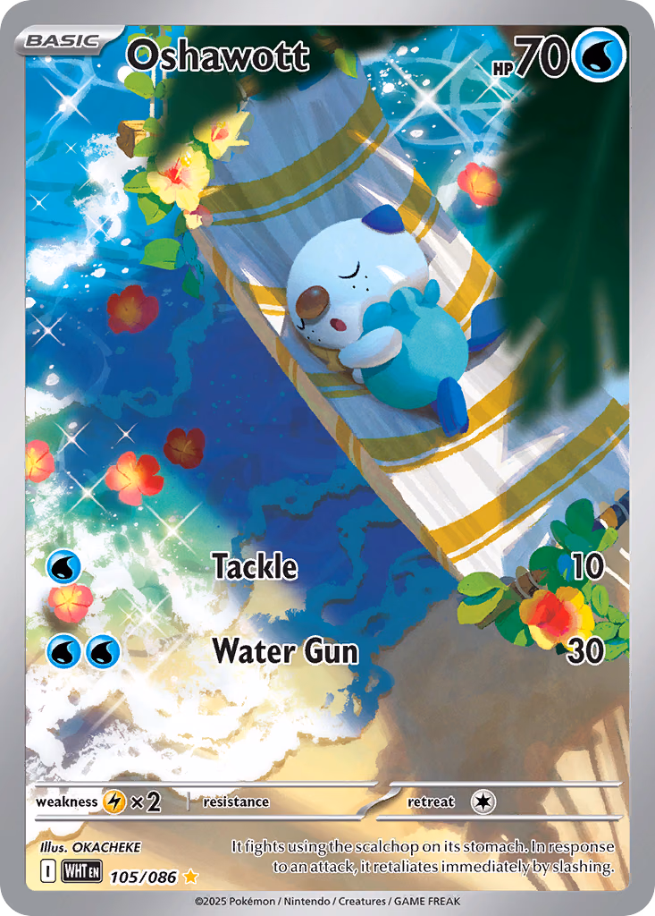 Oshawott Pokemon card (105/086, White Flare)