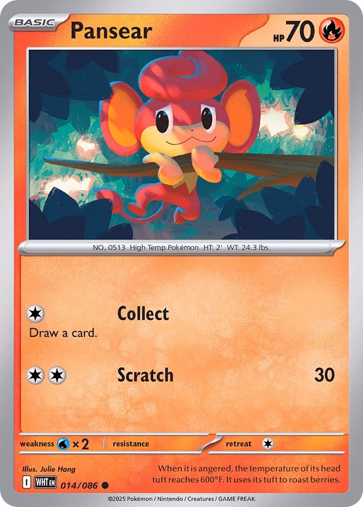 Pansear Pokemon card (014/086, White Flare)