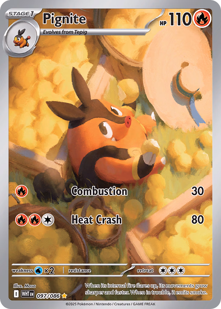 Pignite Pokemon card (097/086, White Flare)