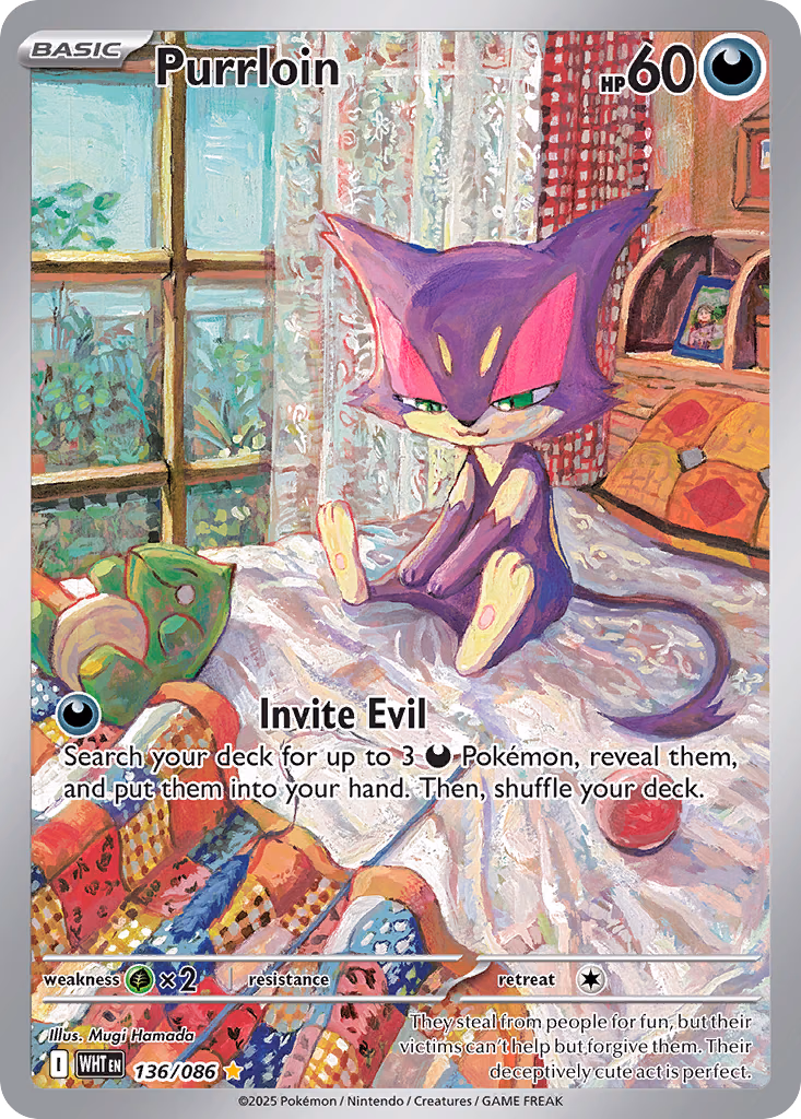 Purrloin Pokemon card (136/086, White Flare)