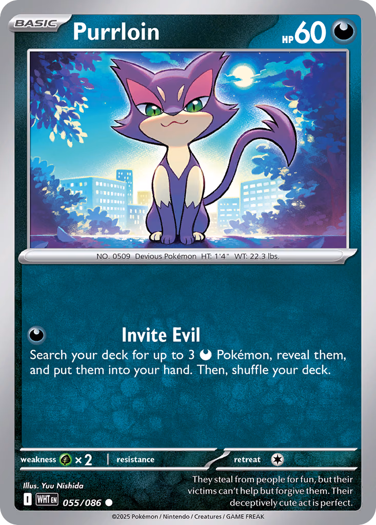Purrloin Pokemon card (055/086, White Flare)